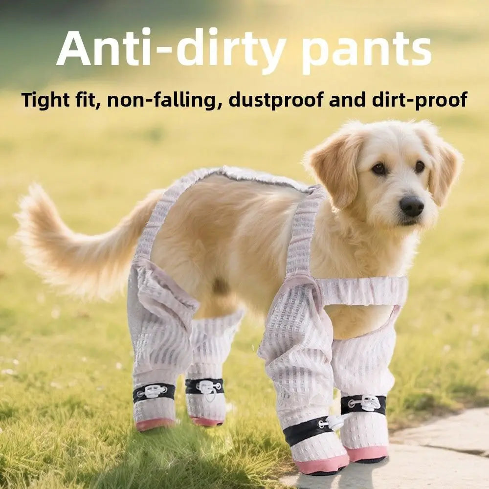 Full Leg Protection Pet Strolling Going Out Pants Dust-proof Anti-Slip Dog Four-Legged Pants Adjustable Dog Boot Leggings Oasis Select