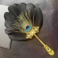 Feather Crafts Feather Fan Cosplay Props Dance Performance Decorative Craft Fan Antique Hanfu Handheld Cheongsam Dance Props Oasis Select Black