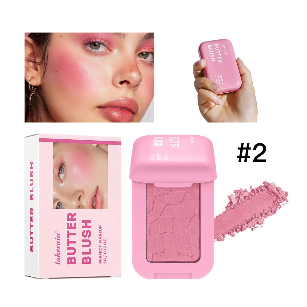 Matte Natural Butter Blush Single Color Cheek Tint Waterproof Face Contouring Cosmetics Blush Powder Face Soft Female Makeup Oasis Select 2