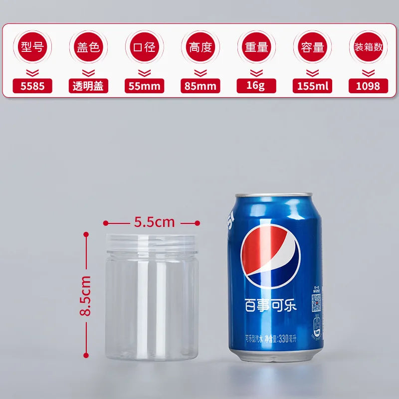 Plastic Packing Bottle PET Clear Empty Seal Circular Bucket Storage