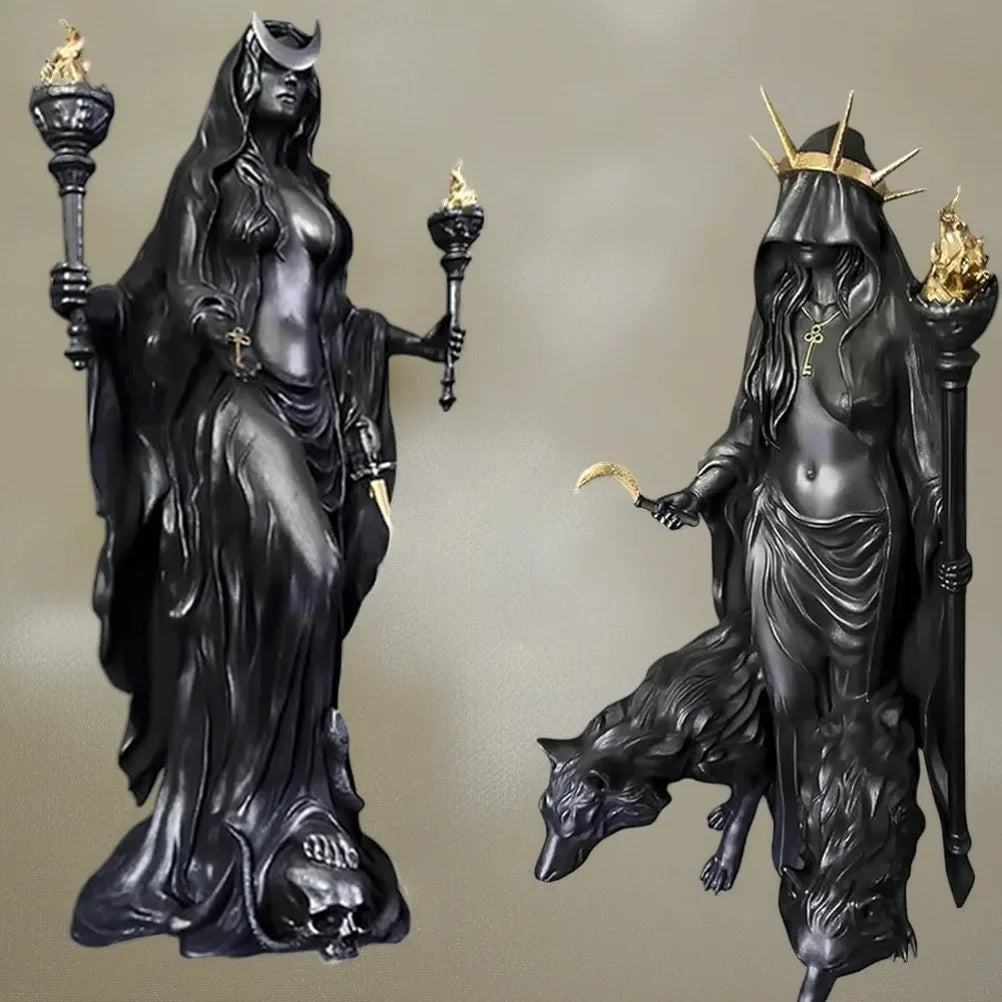 Witch Statue Halloween Decoration Greek Goddess Statue Home Decoration Modern Magic Hound Resin Sculpture Decoration Oasis Select