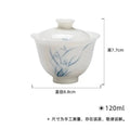 High Foot Flower Mouth Gaiwan Kung Fu Ceramic Hand-painted Blue And White Orchid Tea Bowl Household Oasis Select Nianlu Covered Bowl
