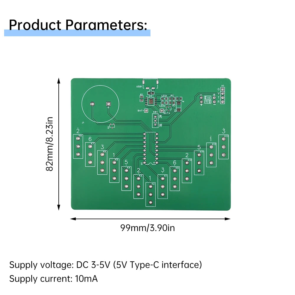 DC 3-5V Type-C Electronic Kalimba DIY Kits Pentatonic Scale Musical Instrument Circuit Board Welding Practice Teaching Parts Kit Oasis Select