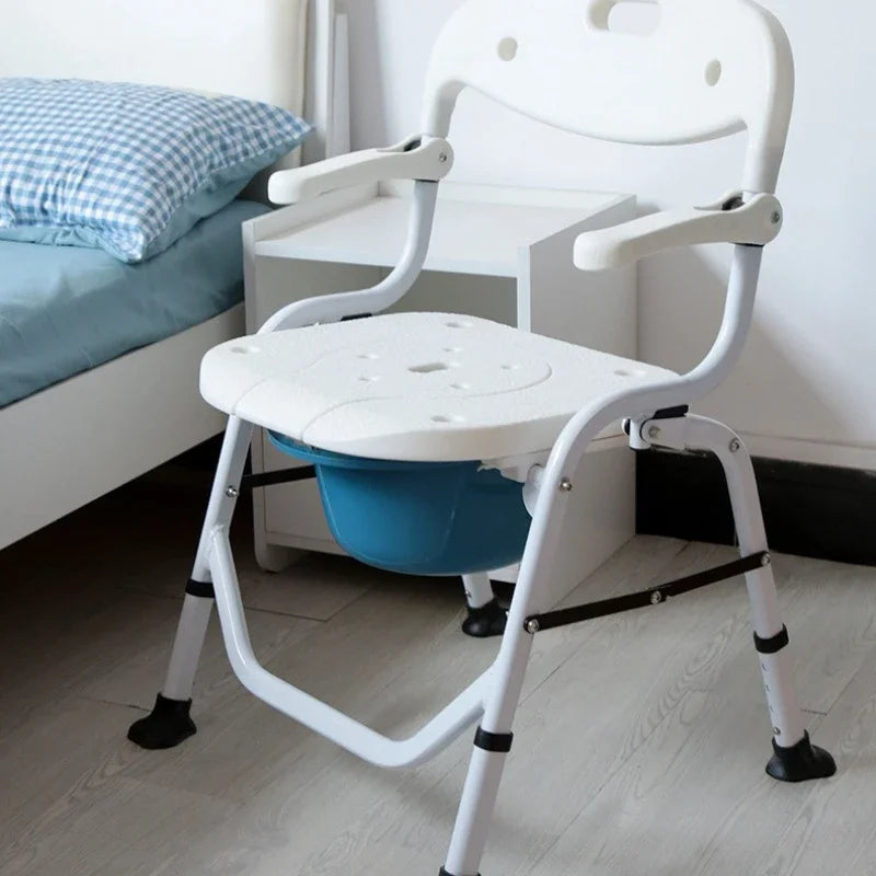 Solid Toilet chair elderly foldable portable mobile toilet chair pregnant women toilet Japanese bath chair household Oasis Select
