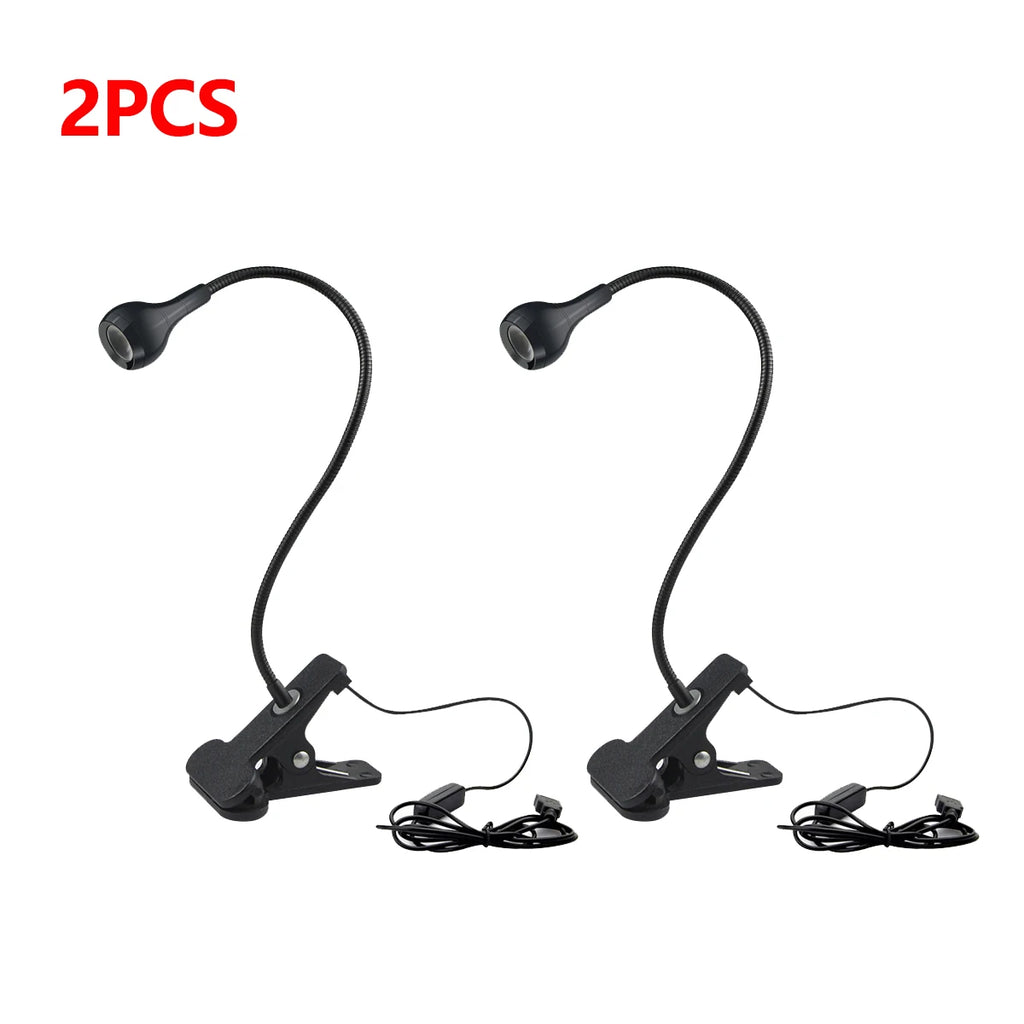 1-10Pcs Clip-On Light USB Power Reading Book Light For Power Bank Computer Interface,1W Flexible LED Table Lamp Night Lighting Oasis Select 2x Lamp Black Shell Warm White Light 1W