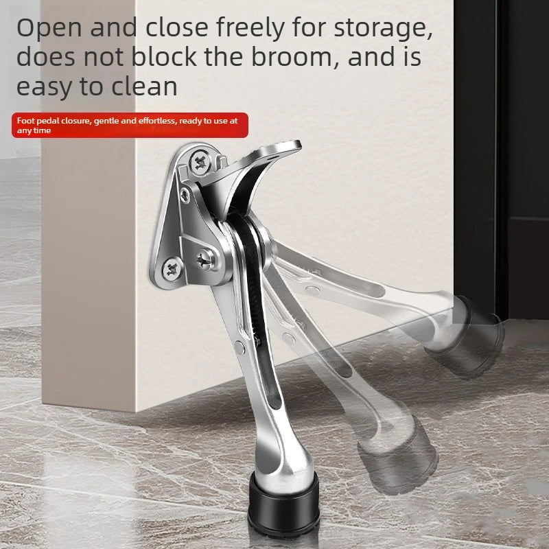 Zinc Alloy Foot-Operated Door Stopper Automatic Kickdown Door Hold Opener Punch-Free Windproof Door Stop for Home Hardware Oasis Select