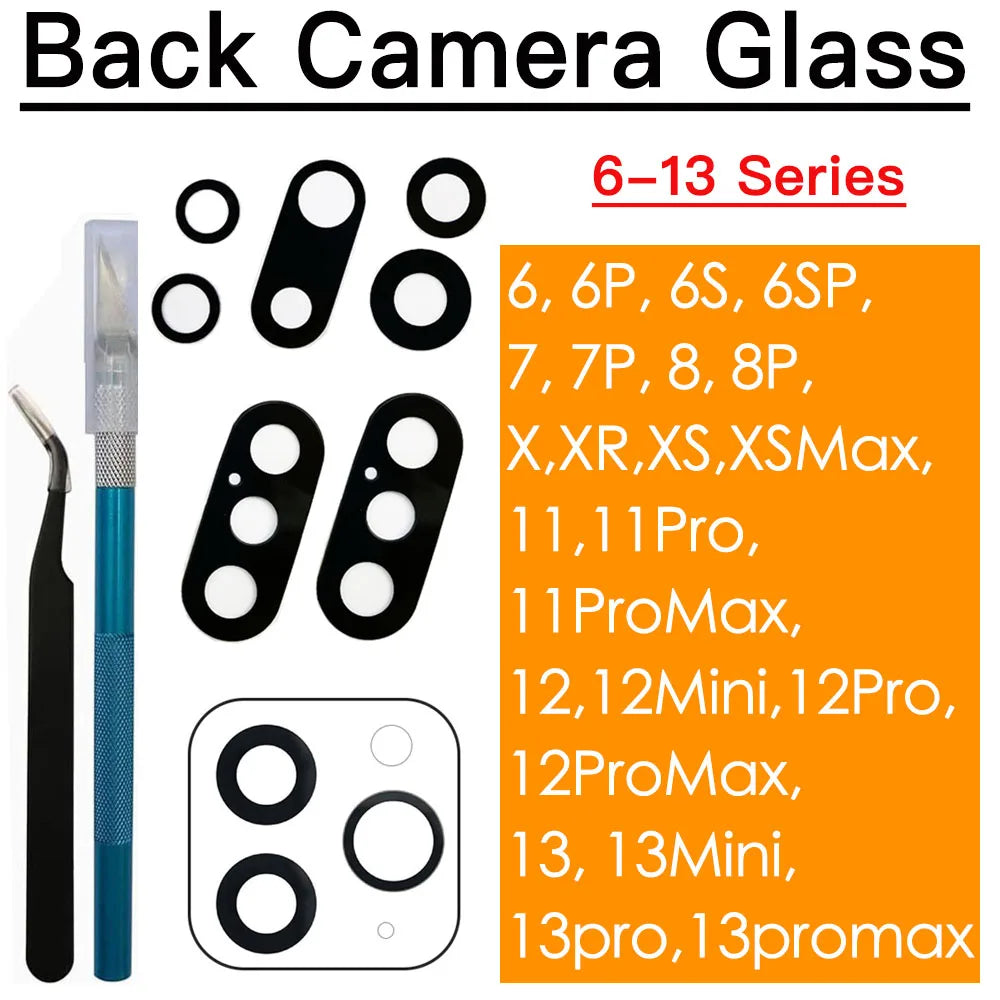 iPhone Back Camera Glass Lens Replacement + 3M Sticker & Tools