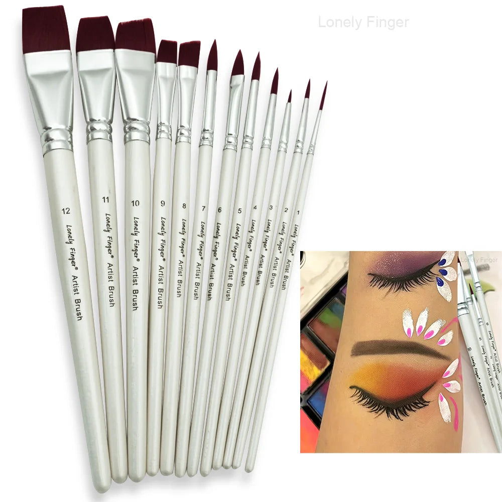 Synthetic Hair Face Paint Brushes 12pcs Professional Watercolor Paint Brushes Set for Painting Oasis Select
