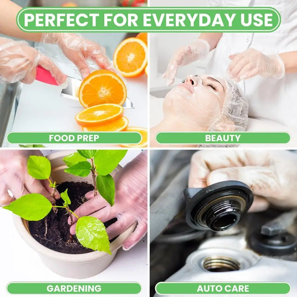 100Pcs Food Grade TPE Disposable Gloves Household Acid Work Safety Cleaning Gloves Transparent Non-Slip Latex Free Gloves Oasis Select