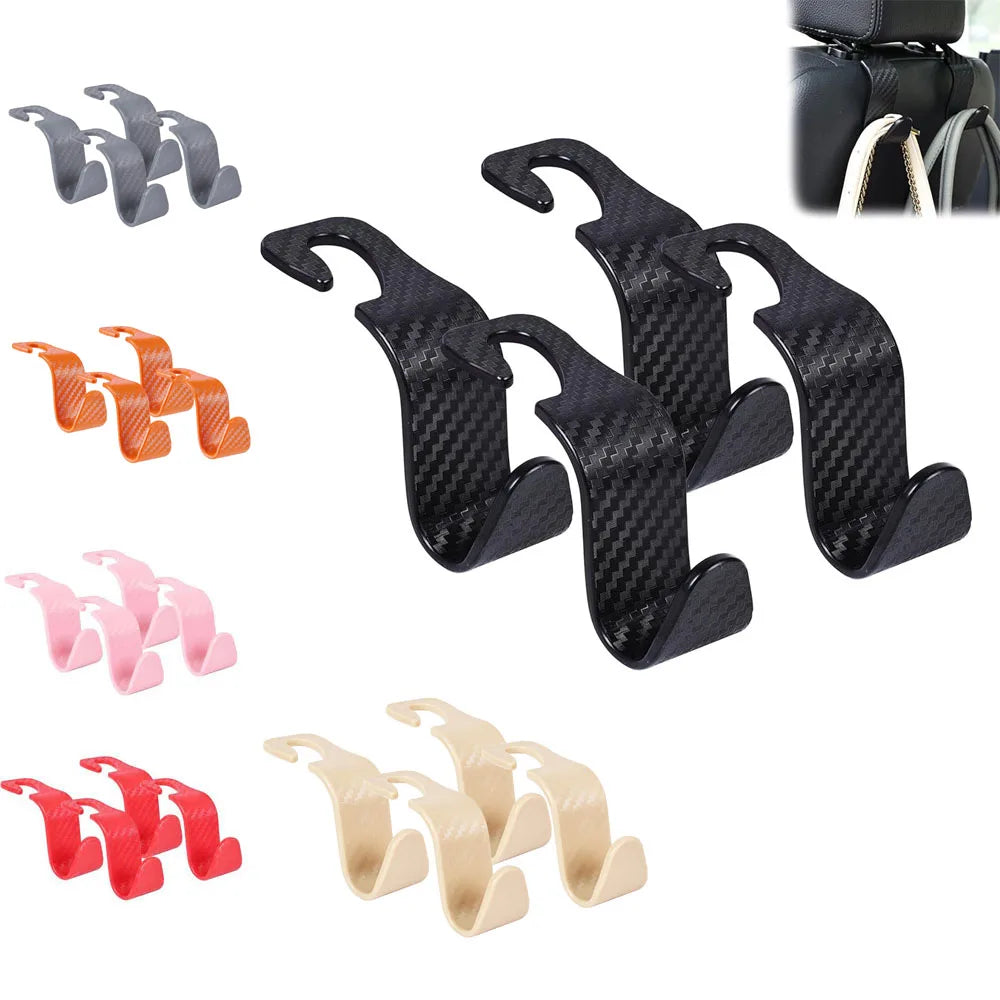 Car Seat Headrest Hook 4 Pack Hanger Universal Vehicle Car Storage Organizer for Handbag Purse Coat fit Universal Vehicle Car Oasis Select