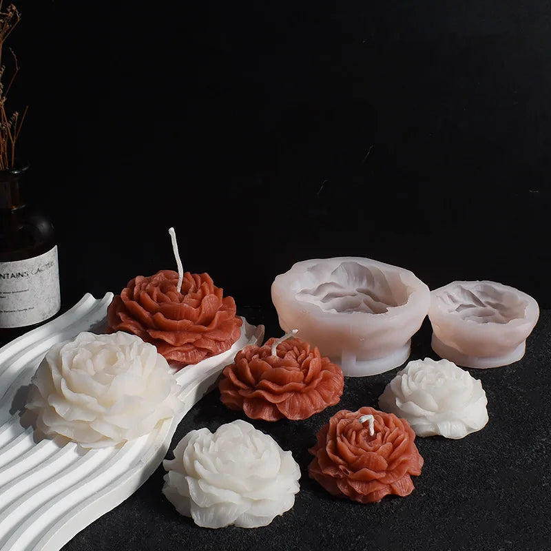 3D Peony Silicone Candle Mold DIY Handmade Flower Aromatherapy Plaster Resin Soap Making Supplies Cake Baking Mold Home Decor Oasis Select