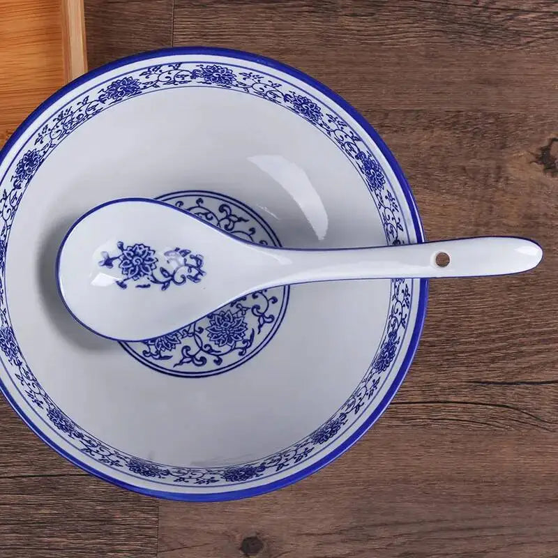 Ramen Spoon, Blue And White Porcelain Spoon, Large Soup Spoon, Long-Handled Soup Spoon, Rice Spoon Kitchen Tablewear Oasis Select