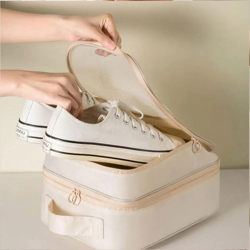 Oxford Cloth Travel Shoe Bag Multi-functional 3-Layer Storage Organizer Portable Waterproof Shoe Pouch for Travel Trip Oasis Select