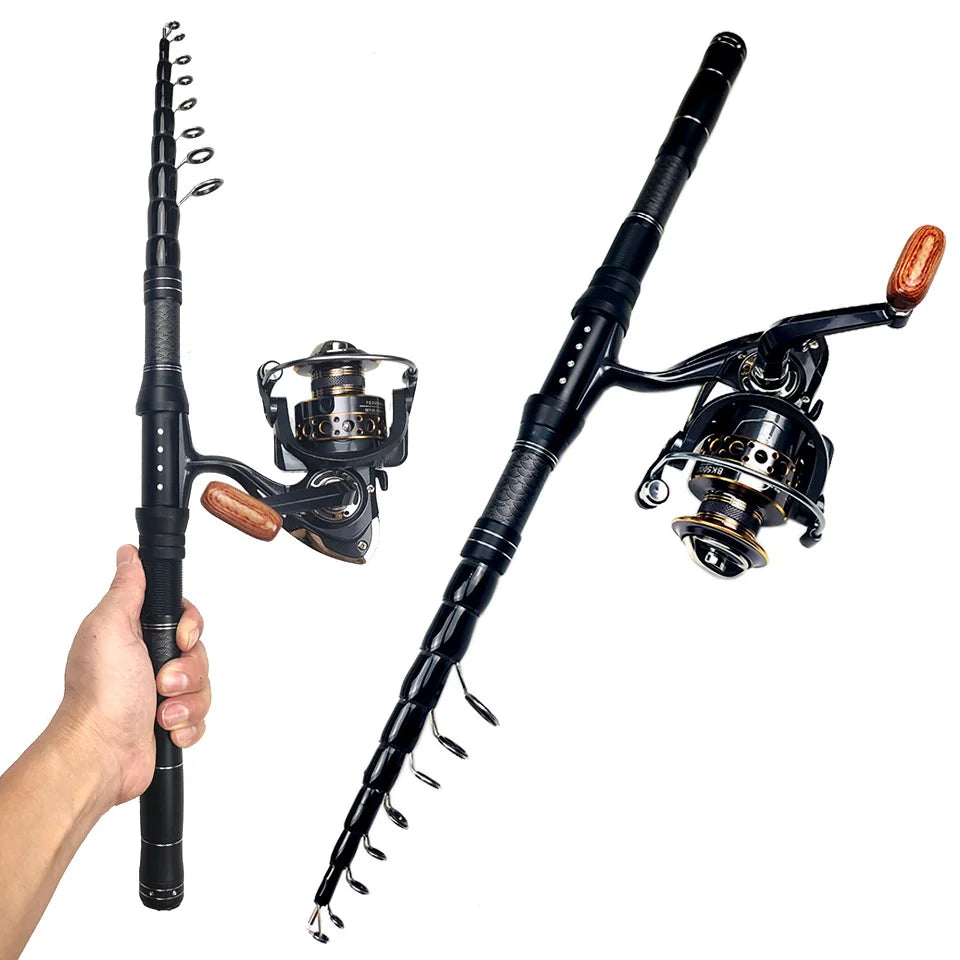 Ultra short circuit fishing rod set, long-range throwing fishing reel, fishing rod bag combination, carbon fiber telescopic sea Oasis Select