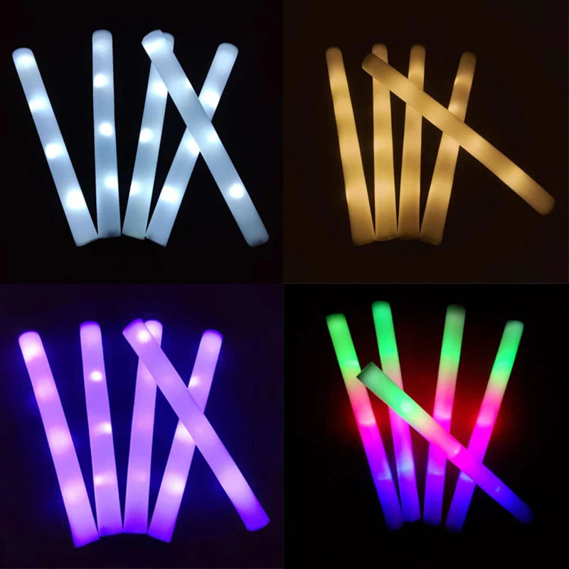 6Pcs Colorful LED Glow Sticks RGB LED Glow Foam Stick Cheer Tube Dark Light Birthday Wedding Party Supplies Oasis Select
