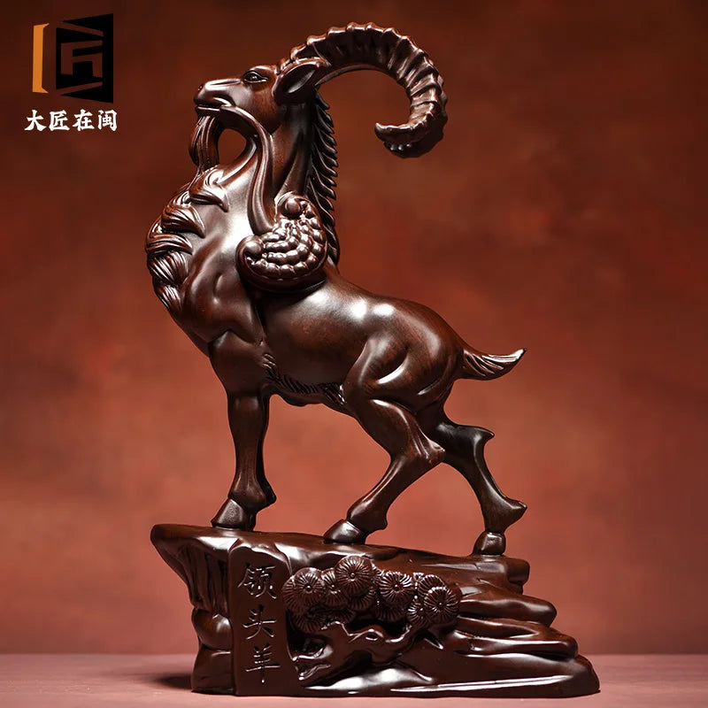 Ebony Sheep Ornament Twelve Zodiac Sheep Solid Wood Lead Goat Desk Living Room Decoration Ornament Opening Gift Oasis Select Blackwood 20CMx13.5CMx7CM