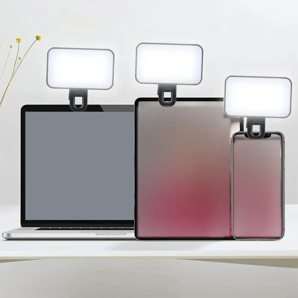 Mini Portable Selfie Fill Light Rechargeable 3 Modes Adjustable Brightness Clip-On for Mobile Phone Makeup & Computer Oasis Select