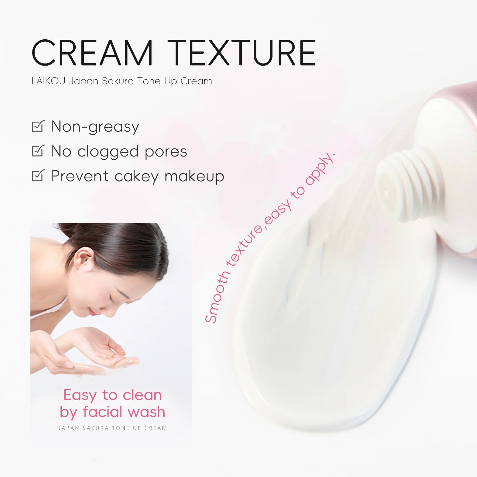 LAIKOU Sakura Tone Up Cream Hydrating Moisturizing Essence Cream Nourishing Skin Care for All Skin Types 30g Oasis Select
