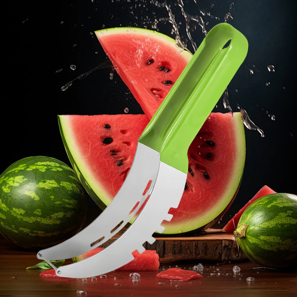 Stainless Watermelon Slicer Fruit Slicer Cutter with Non-Slip Handle Melon Fruit Slicer Kitchen Gadgets for Pineapple Cantaloupe Oasis Select