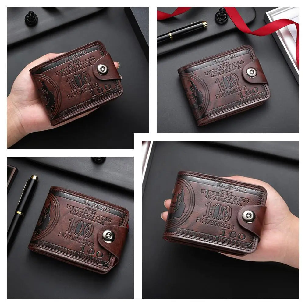 NEW Vintage 100 US Dollar Pattern Men's Wallets Zipper Multi-Functional Leather Wallet Hasp Coin Purse Men Gift Oasis Select