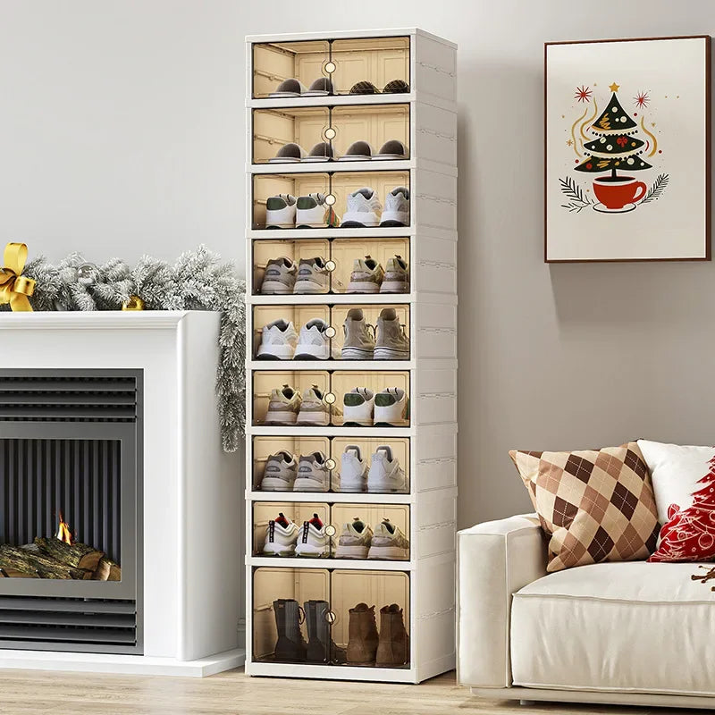 Home dust-proof shoe cabinet, no installation required, foldable transparent folding shoe box, large capacity shoe storage box Oasis Select