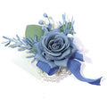 Blue Wedding Ribbion Wrist Corsage Boutonnière Fleur Artificielle Mariage Men Groom Fiori Da Polso Oasis Select Dark Blue-Wrist Flo