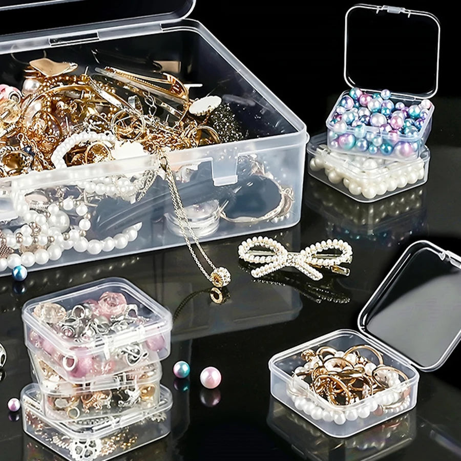 Durable plastic storage box, 14/30 compartments and small container - transparent jewelry and small item organizer Oasis Select