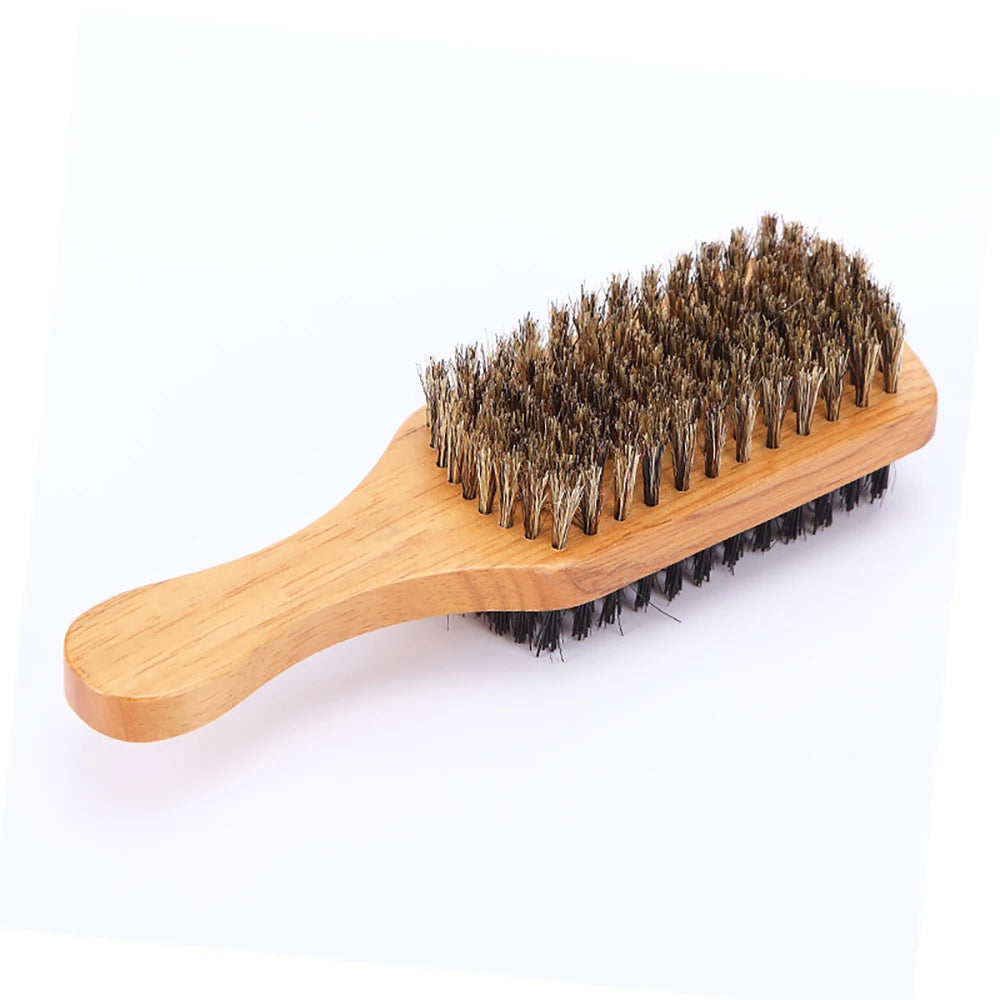 1PC Men Boar Bristle Hair Brush S/M/L Natural Wooden Wave Brush for Male Beard Hairbrush Dual-purpose Double-sided Beard Brush Oasis Select