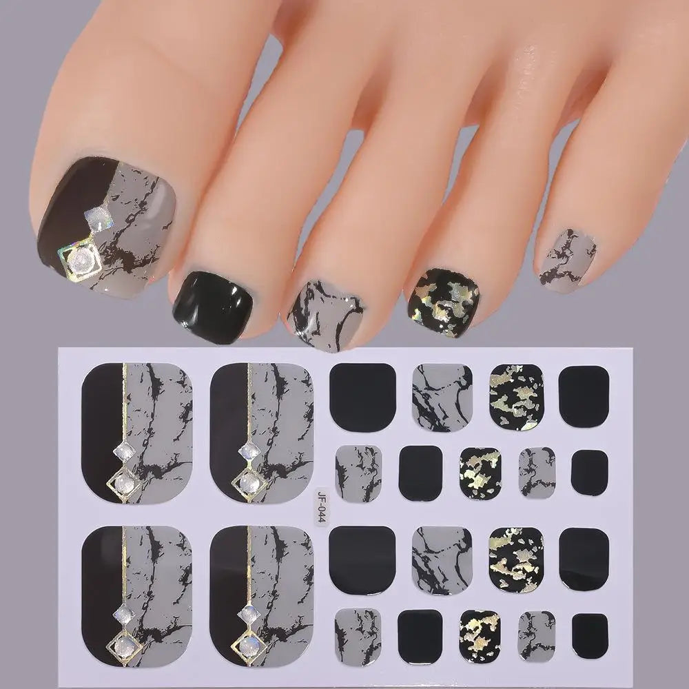 22tips/Sheet Glitter Toenail Stickers Glittering Full Wraps for Summer Pool and Beach for Nail Art and Decorative Nail Decals Oasis Select N
