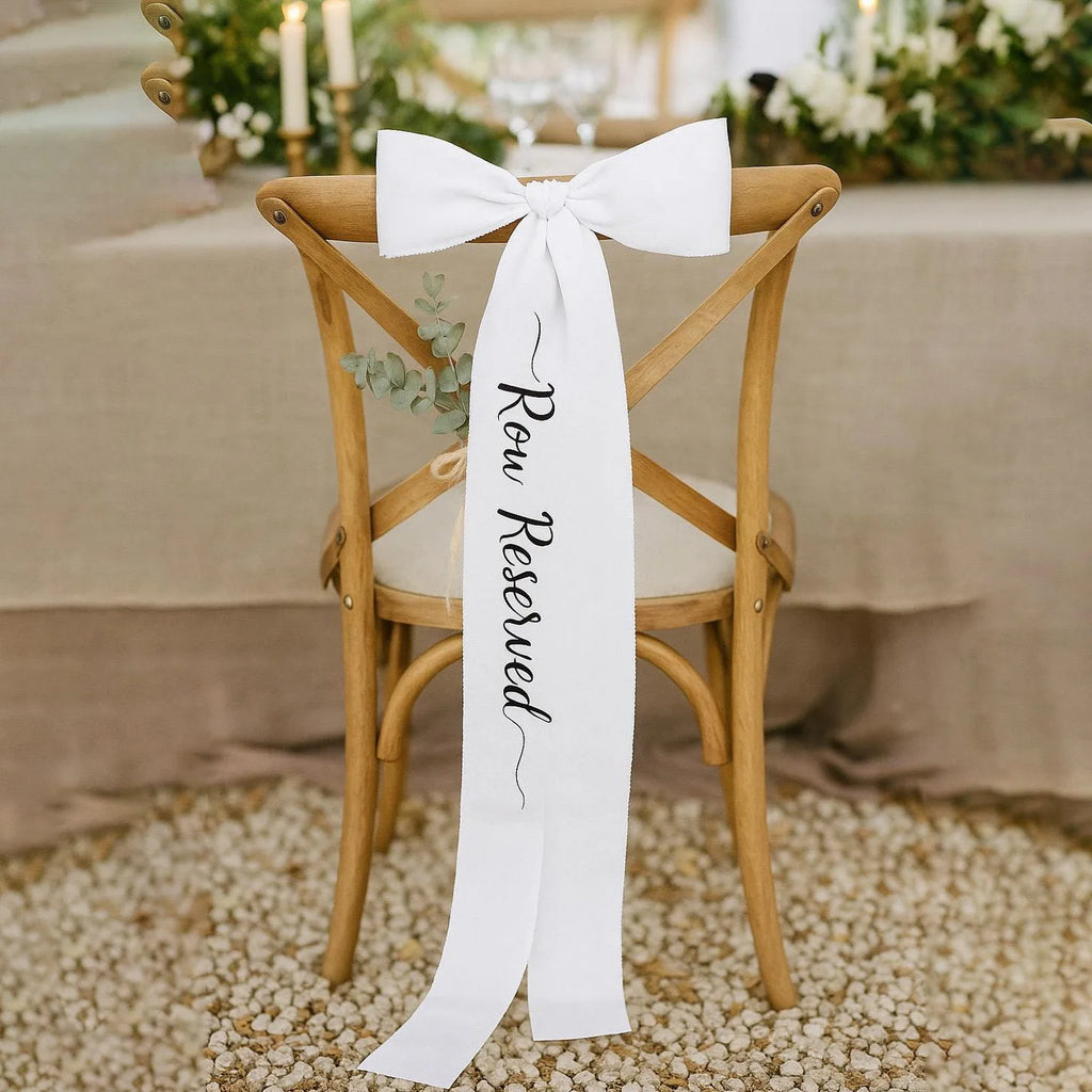 Reserved Chair Bow Ribbon Memorial Wedding Sign Ceremony Reception Decoration Bachelorette Party Seating Marker Ribbon Oasis Select