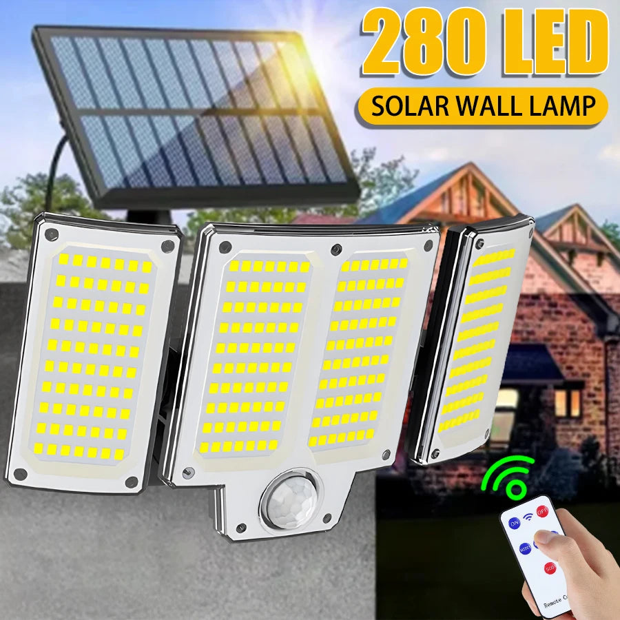 280 LED Solar Wall Light – Motion Sensor IP65 Outdoor Flood