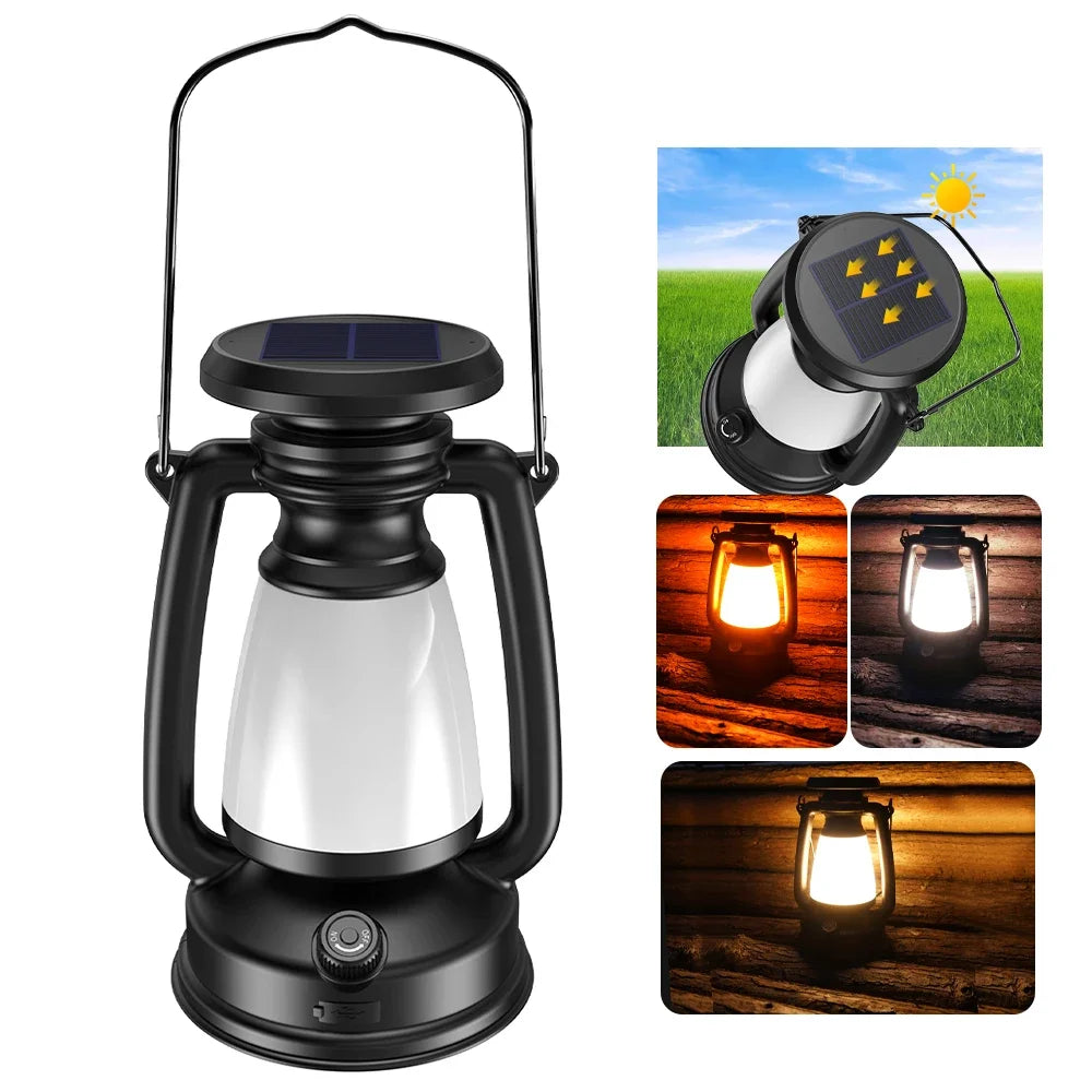 USB Rechargeable Camping Light Portable Camping Lanterns Hanging Tent Light 3000-5000K Stepless Dimming with Solar Charging Oasis Select