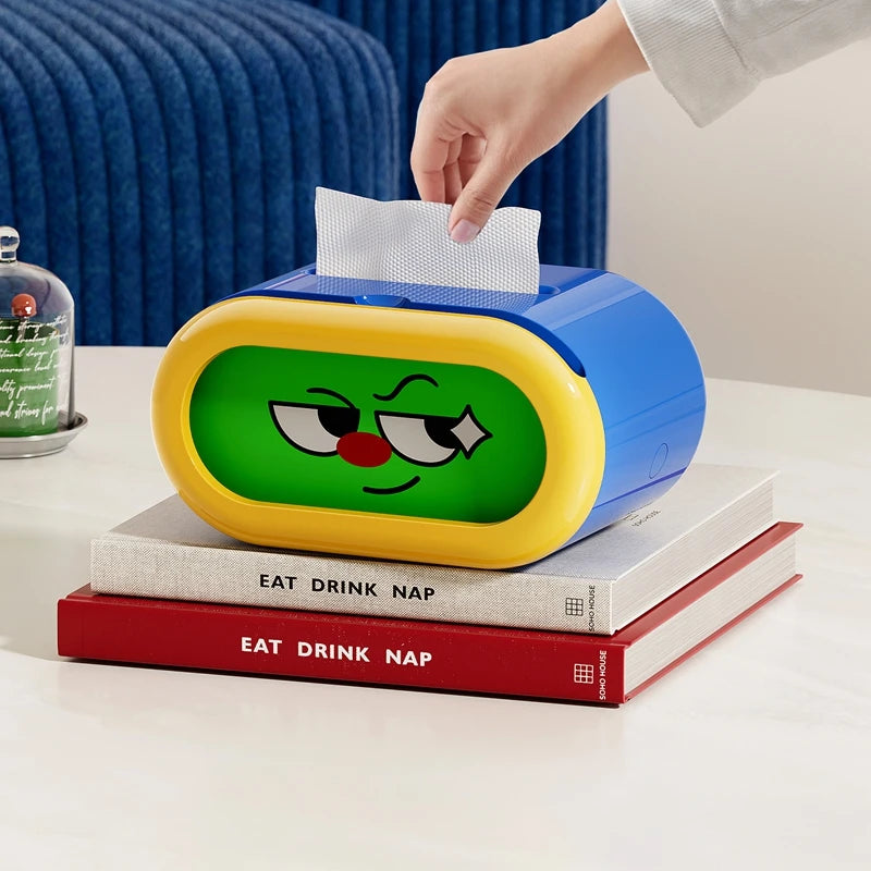 Creative tissue box cover, interchangeable expression pattern tissue storage box, pull-out tissue dispenser, tissue box holder Oasis Select