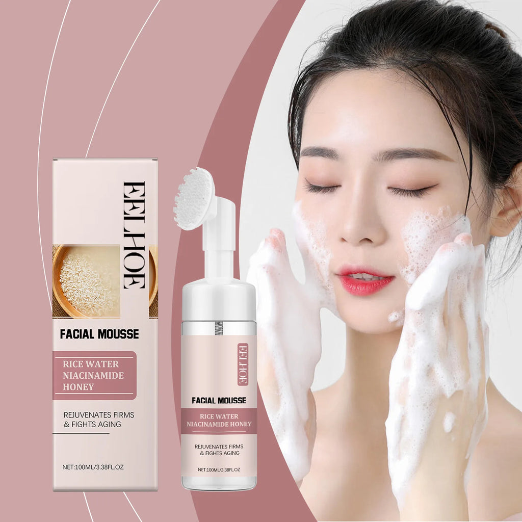 Rice Facial Cleanser Exfoliating Remove Dirt Anti Acne Oil Control Deep Cleansing Pores Shrinking Brightening Cleansing Mousse Oasis Select