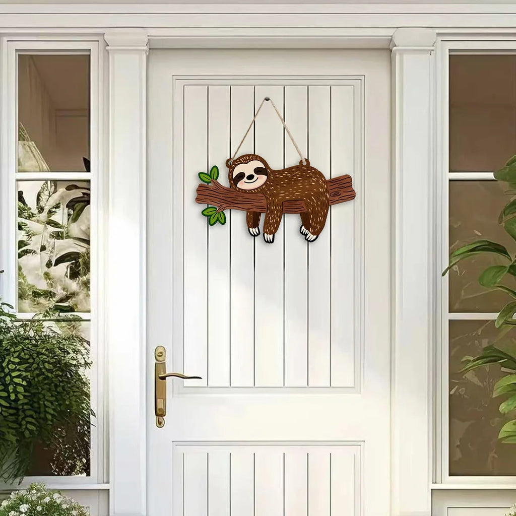 Cute Sloth Wooden Welcome Sign – Hanging Door & Wall Plaque