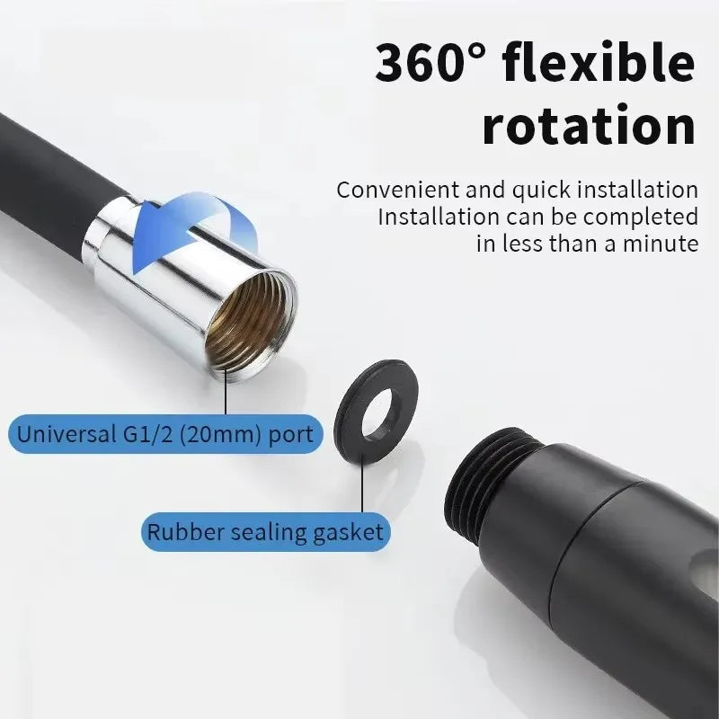 New 1.5/2/3M Silicone Flexible Shower Hose Anti-Winding Extension High Pressure Pipe Showerhead Tube Bathroom Faucte Accessorie Oasis Select