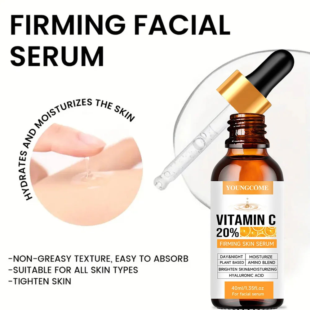 YOUNGCOME Premium 20% Vitamin C Serum For Face with Hyaluronic Acid, Retinol - Boost Skin Collagen, Anti Aging & Wrinkle Facial Oasis Select