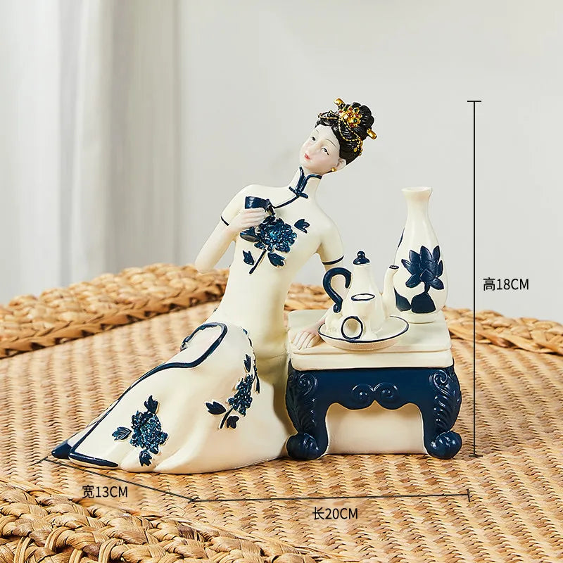 Light Luxury High-end Ladies Ornaments Ancient Figures New Chinese Style Art Decorations Retro Living Room Foyer Decorations Oasis Select E
