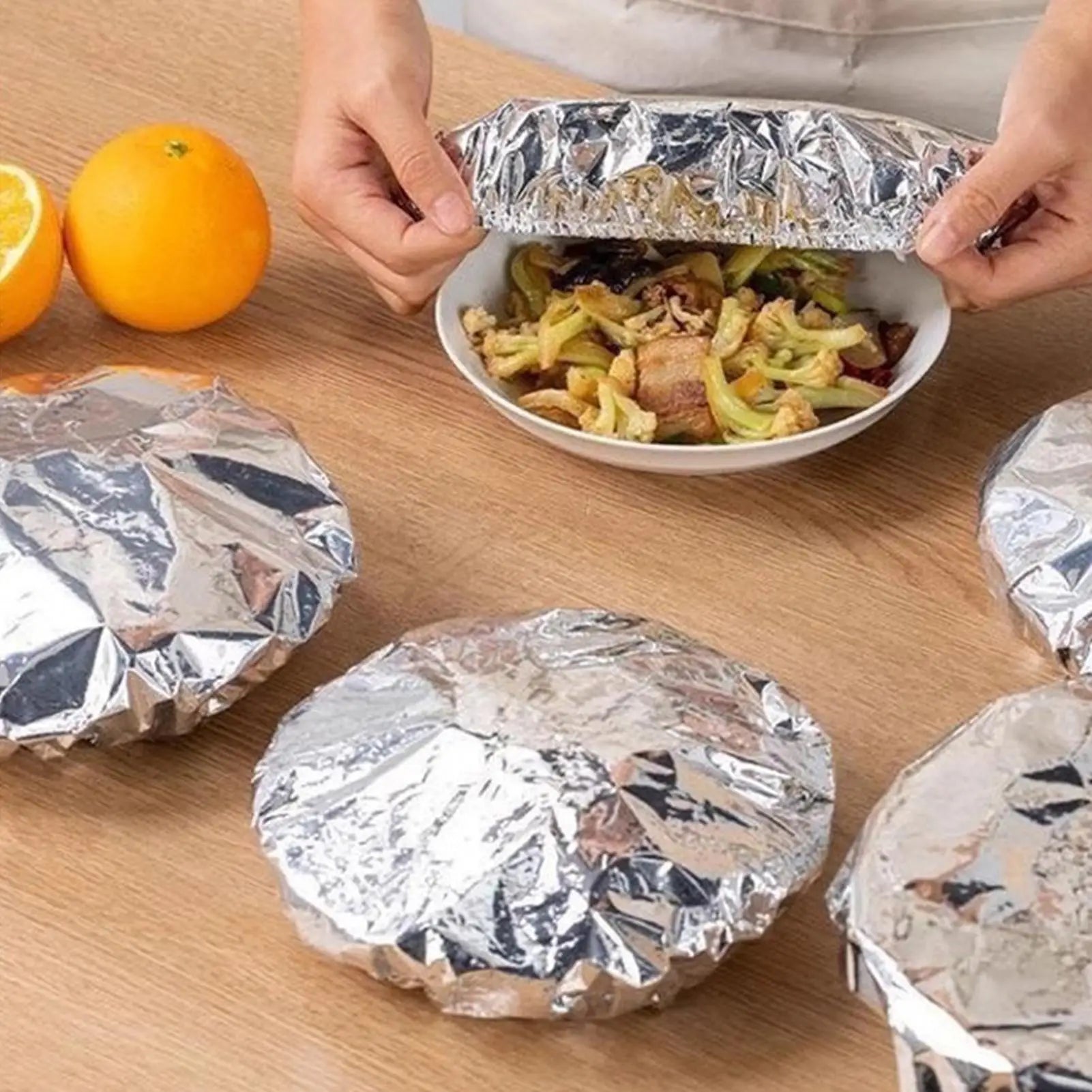 Aluminum Foil Film Food Cover Repeatable Food Covers Saran Wrap Fresh-keeping Lid Fruit Vegetable Insulation Covers 30Pcs Oasis Select