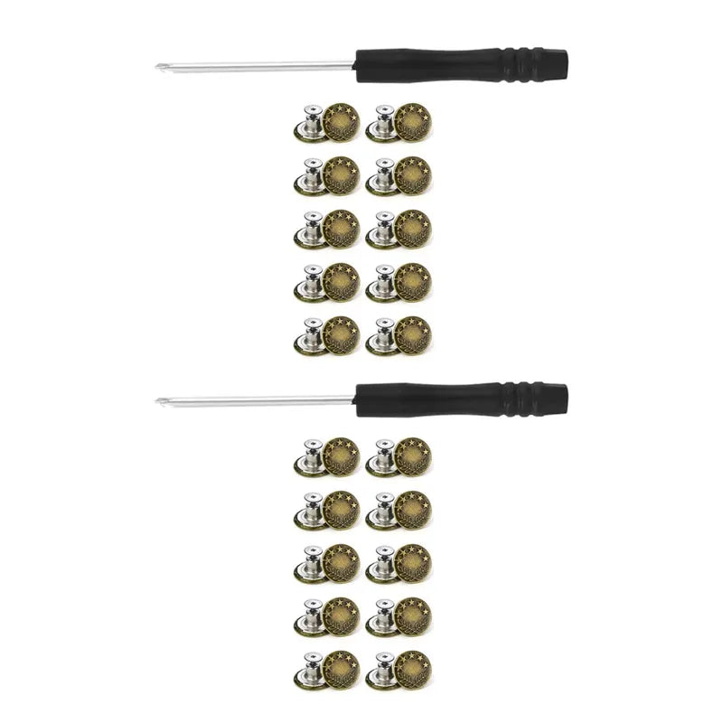 10/20/30Pcs Jeans Buttons Replacement No-Sew Removable Metal Buttons Snap Denim Button Repair For Jeans Clothing Supplies Oasis Select 20pcs C