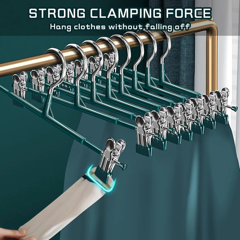 Adjustable Pants Hangers with Non-Slip Clips for Skirts & Jeans