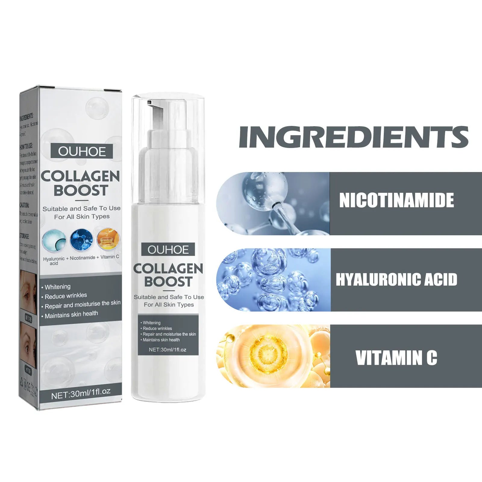 Wrinkle Removal Whitening Serum Pores Shrink Firming Essence Fade Dark Spot Improve Fine Lines Brighten Nourish Anti Aging Serum Oasis Select