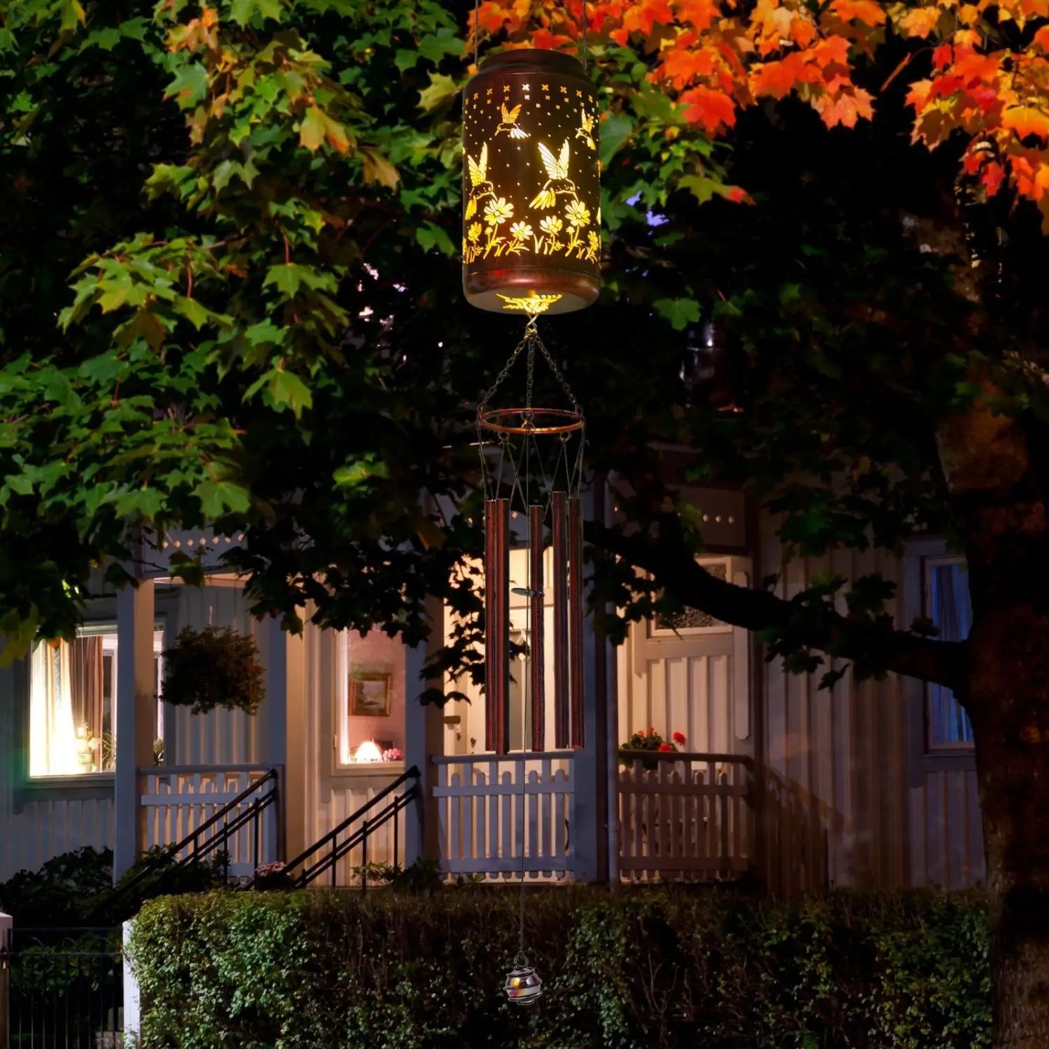 Wind Chime Pendants Solar Lamps Romantic Mapping Wind Chime Courtyard Outdoor and Indoor Creative Retro Decorative Atmosphere Oasis Select