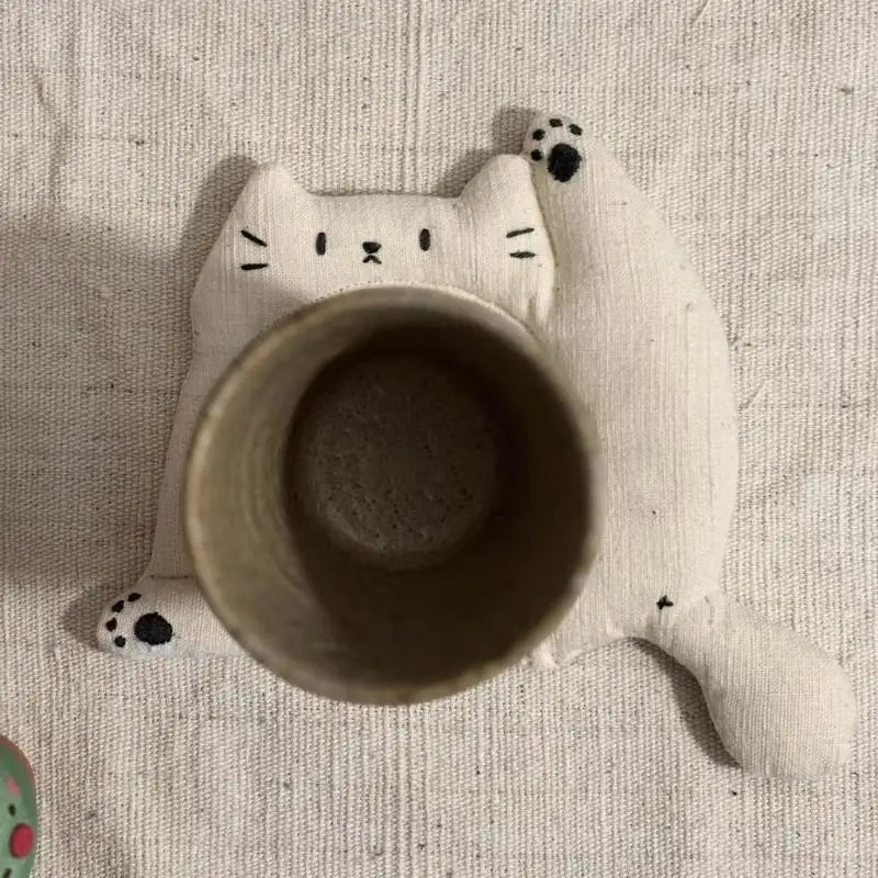 Cute Cat Fabric Coaster – Heat Insulating Table Mat & Décor