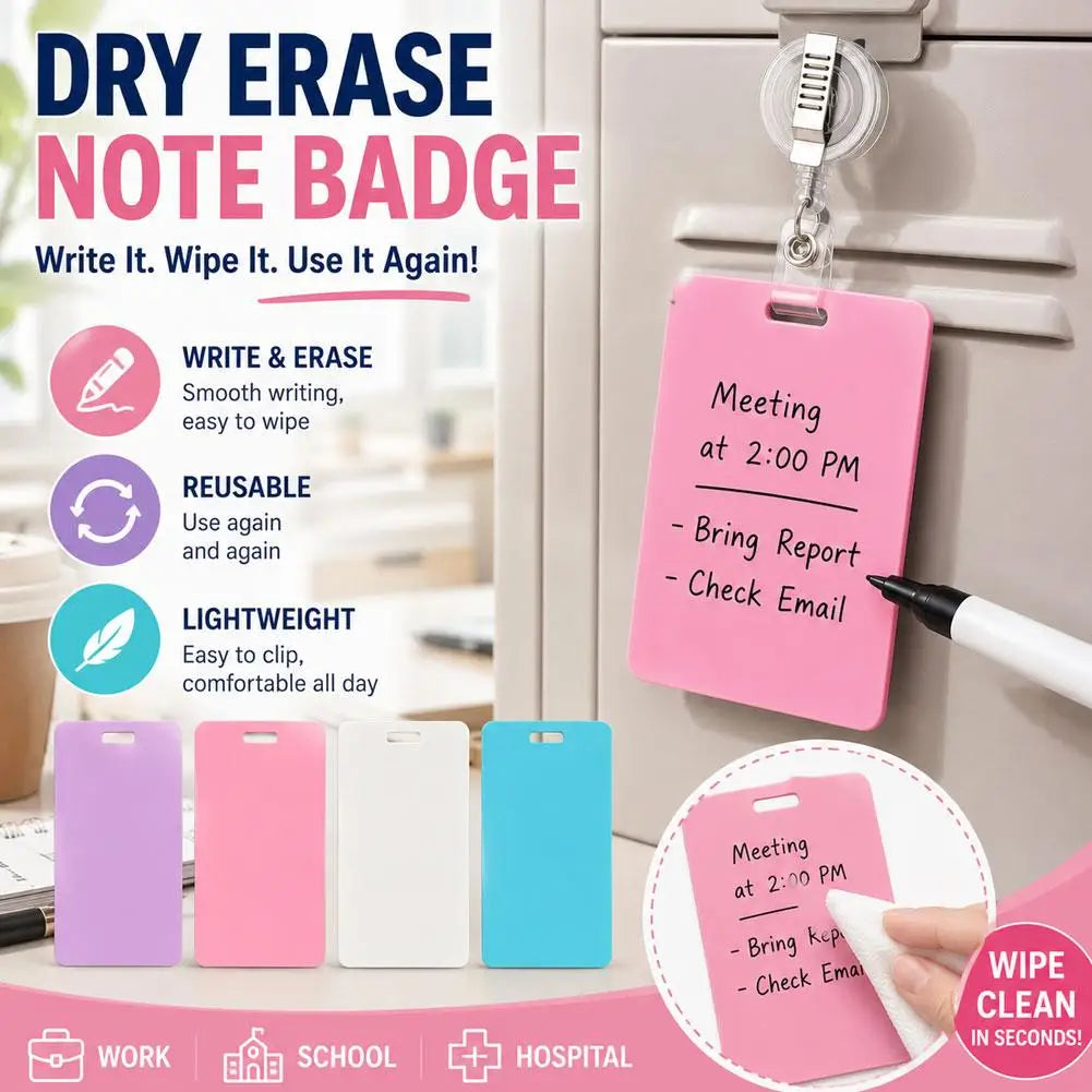 Reusable Dry Erase Nurse ID Badge Card – Wipeable Writing