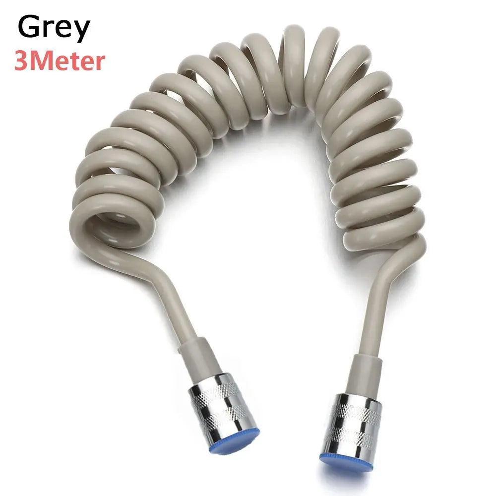 1.5/2/3meter Telephone Line Anti-wrap Spring Shower Hose Toilet Bidet Bath Sprayer Connect Pipe Water Plumbing Oasis Select grey 3 meters