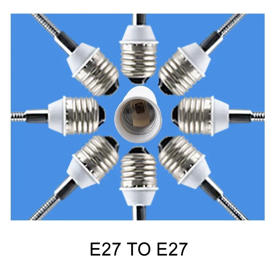 E27 to E27 Flexible Bulb Socket Extender E27 Lamp Rotating Base Lamp Holder 110V 220V Extension Converter 6/9/15/20/30/35/60cm Oasis Select