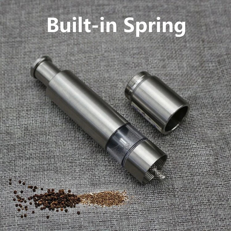 Manual Salt and Pepper Grinder Thumb Press Grinder Peppercorns Sea Salt Spices Stainless Steel Spice Grinder Barbecue Kitchen Oasis Select
