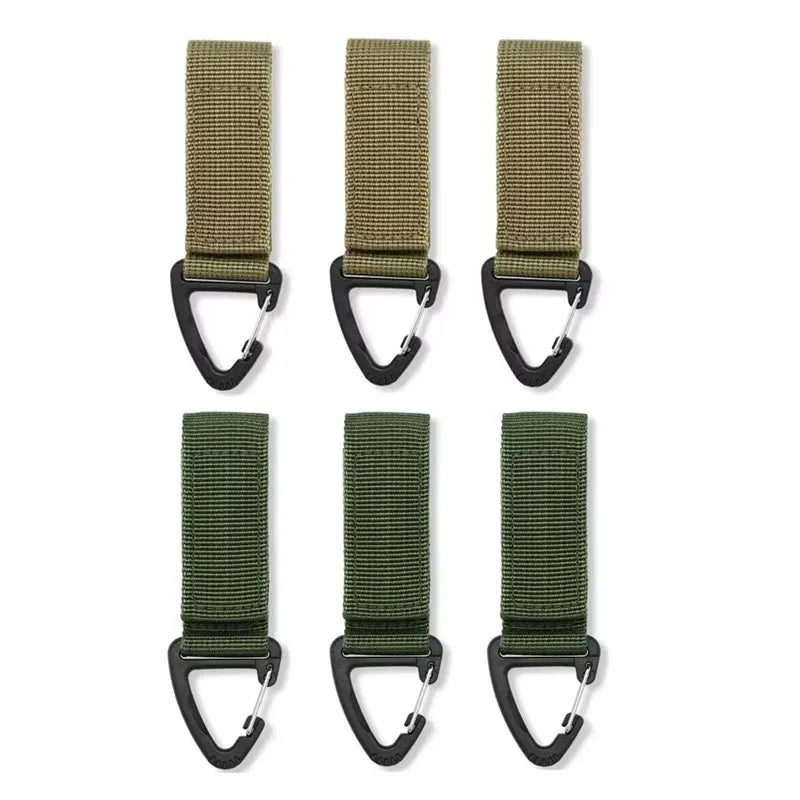 3/6/9pcs Outdoor Camping Carabiner Nylon Tactical Backpack Key Hook Webbing Buckle System Belt Buckle Hanging Climbing Accessory Oasis Select 6pcs mix 1