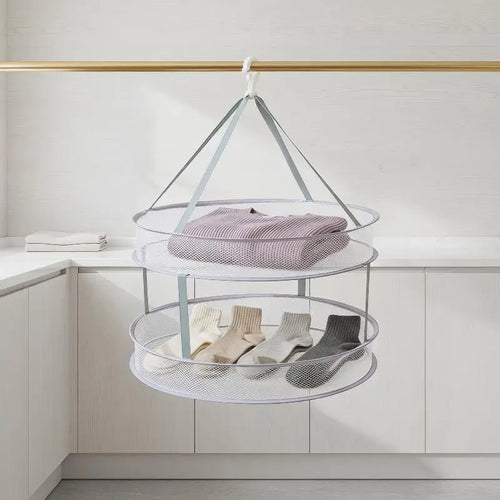 1/2 Layer Home Foldable Mesh Clothes Basket Clothes Net Sweater Anti Deformation Flat Clothes Basket Socks Underwear Tool Oasis Select